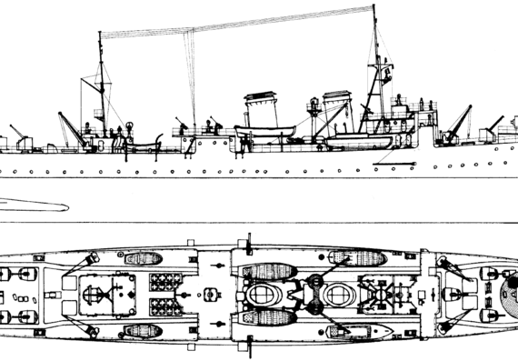 Корабль Россия - Marti [Minelayer ex Standart Imperial Yacht] (1941) - чертежи, габариты, рисунки
